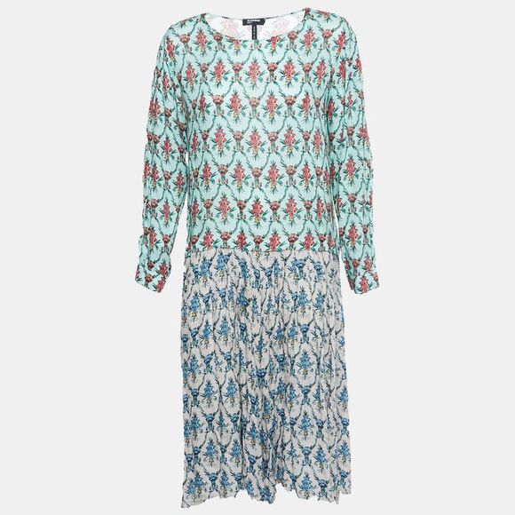 Jil Sander Dresses & Skirts - Jil Sander Multicolour Crepe Floral Print Pleated Midi Dress M